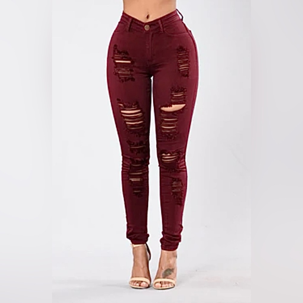 Fashion Nova Deep Red Denim